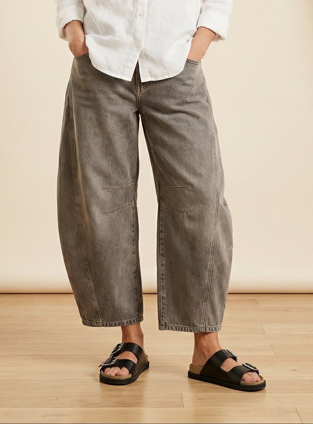 Arden Everyday Grey Barrel Jeans