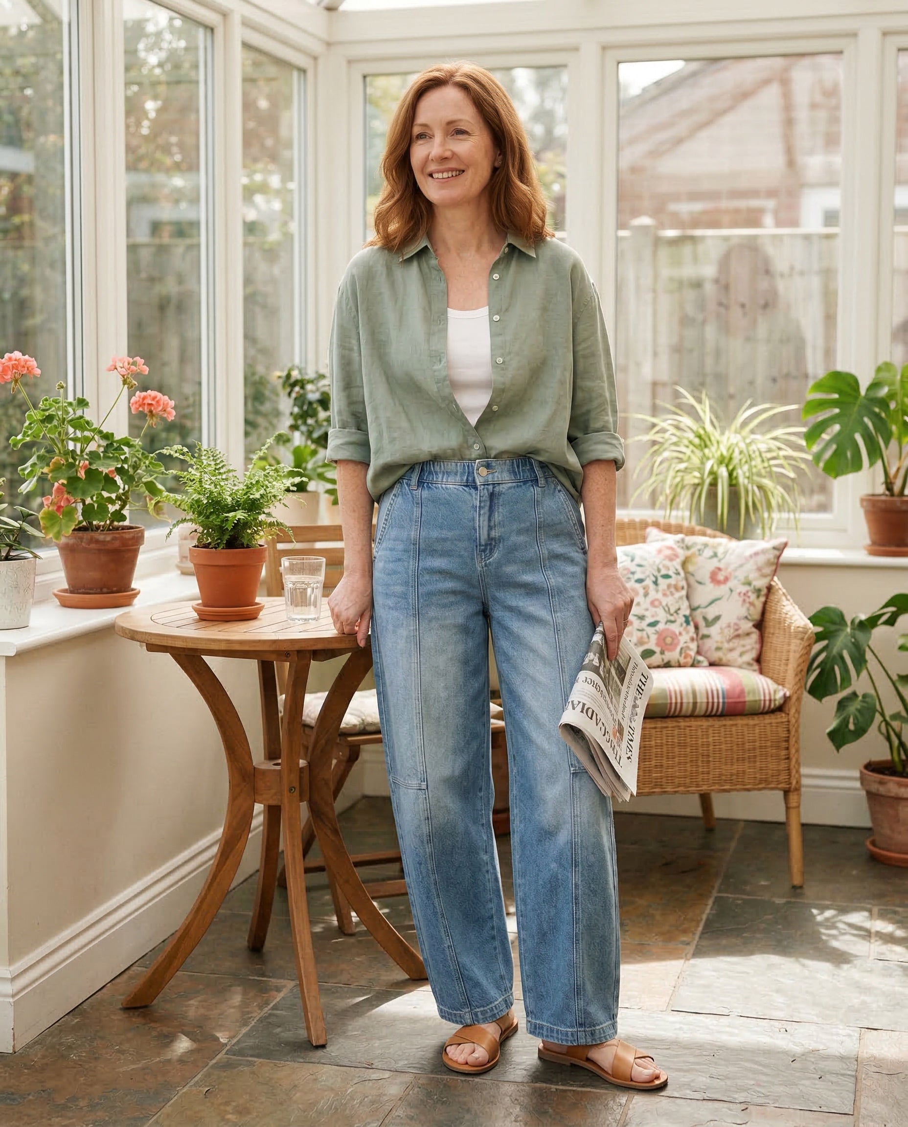 The Elastic Waist Sculpted Wide-Leg Jeans