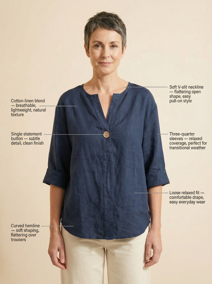 The Elara Linen Blouse