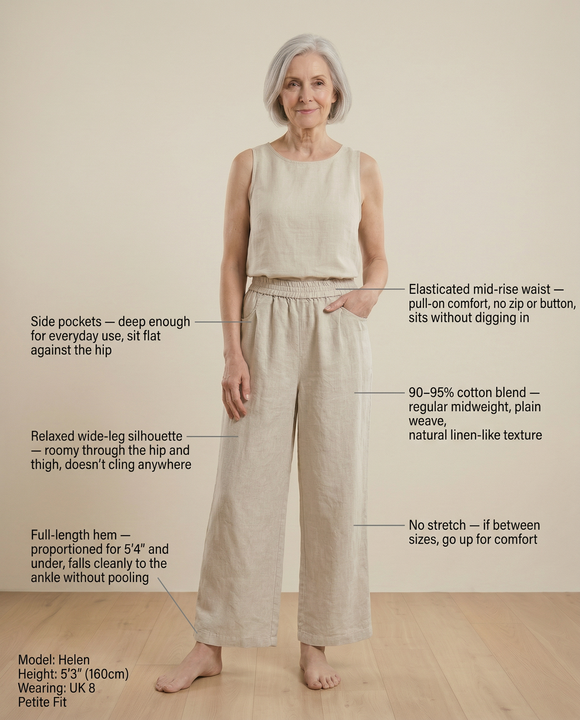 The Arden Petite Wide-Leg Trouser — Oatmeal