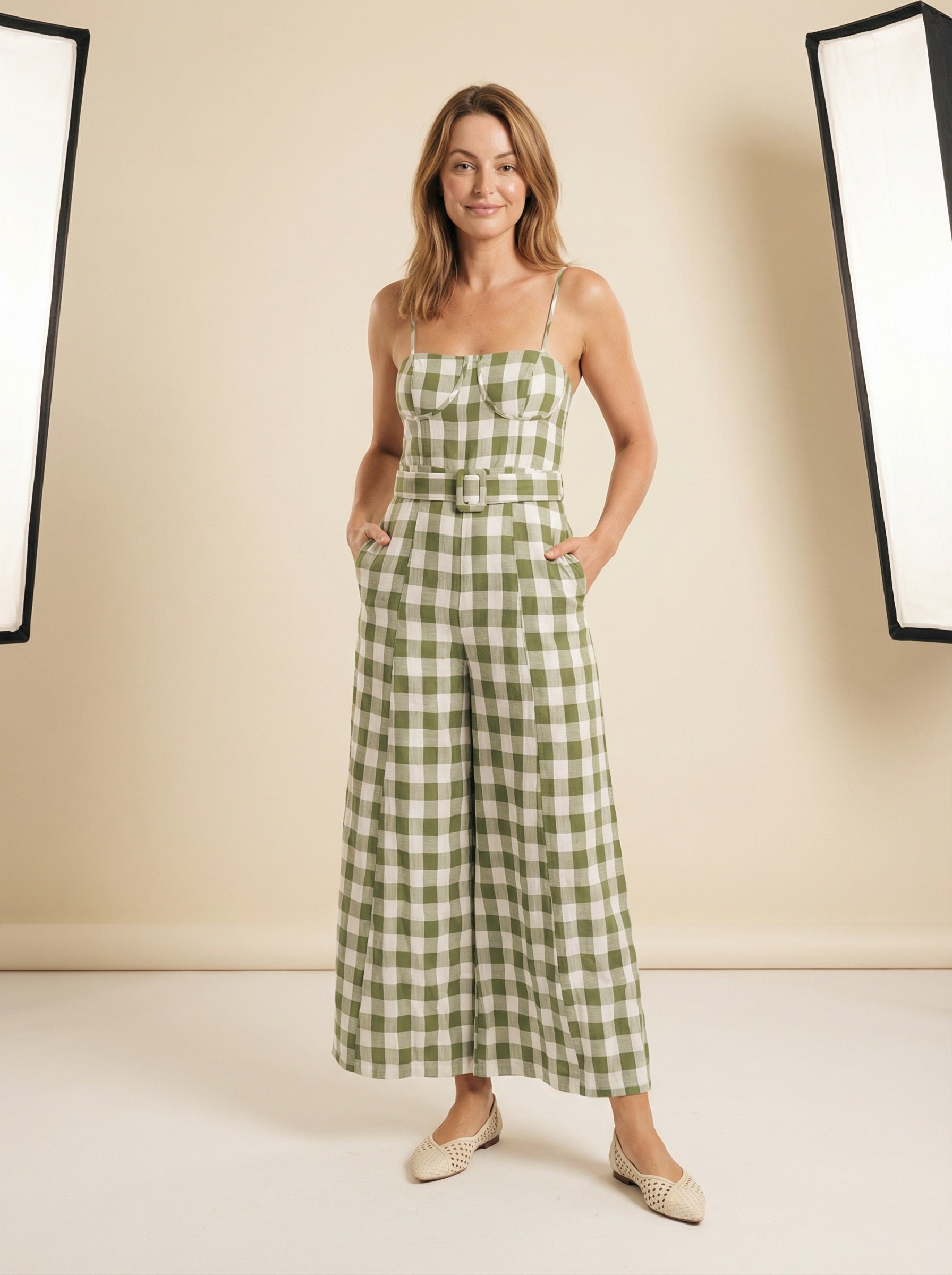 The Wide-Leg Gingham Jumpsuit