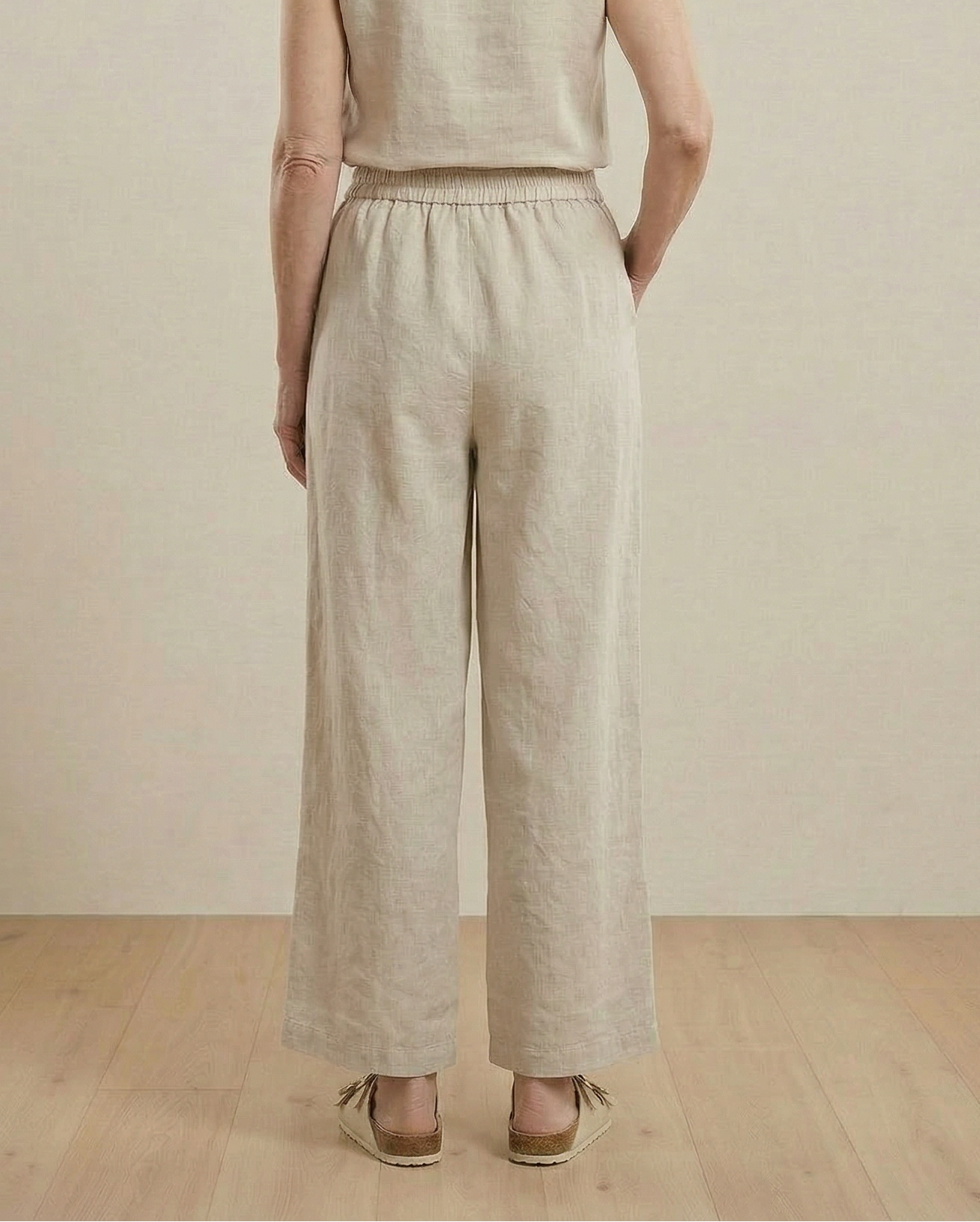 The Arden Petite Wide-Leg Trouser — Oatmeal