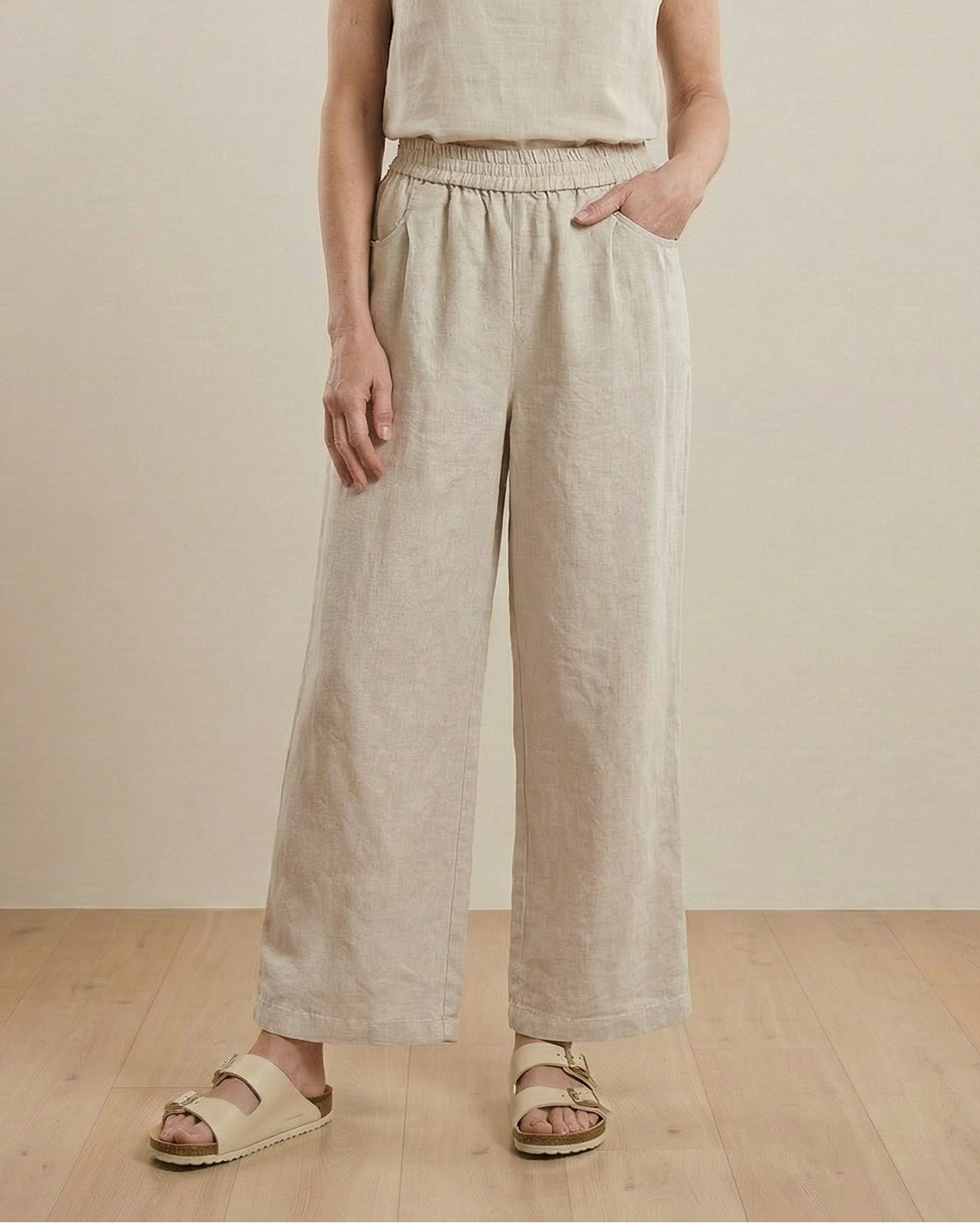 The Arden Petite Wide-Leg Trouser — Oatmeal